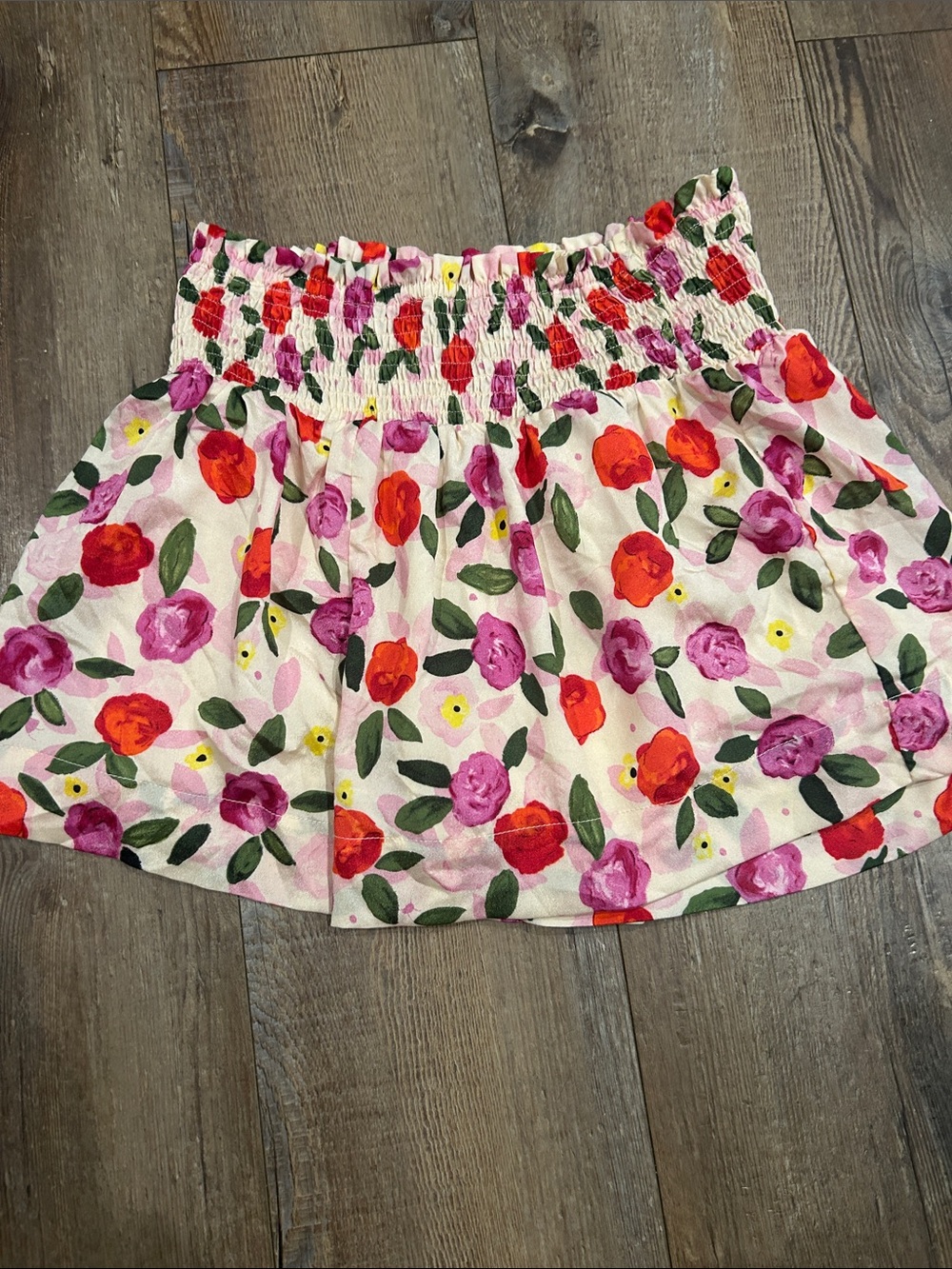 C.C Floral Smocked Mini Skirt - Pink, Red, Purple